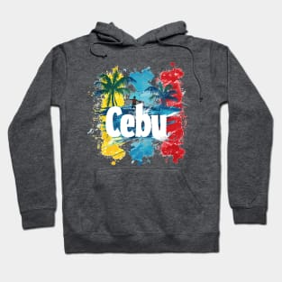 Philippines Cebu Vibes - Colourful palm trees and surfer graphics Hoodie